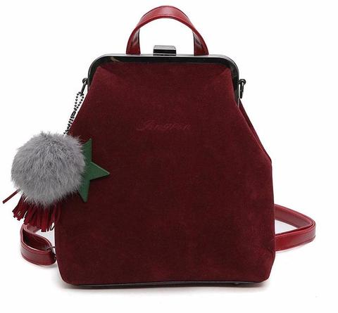 Velvet Mini Backpack with Decorative Tassel