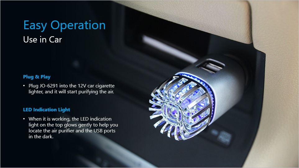 Car Air Purifier Ionizer with Dual USB Charger I Air Purifier for Car kills Viruses & Bacteria Car Ionizer I Bad Odors (Smoke, Pets, Food, Allergens)